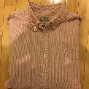 Ll bean seersucker button up shirt medium